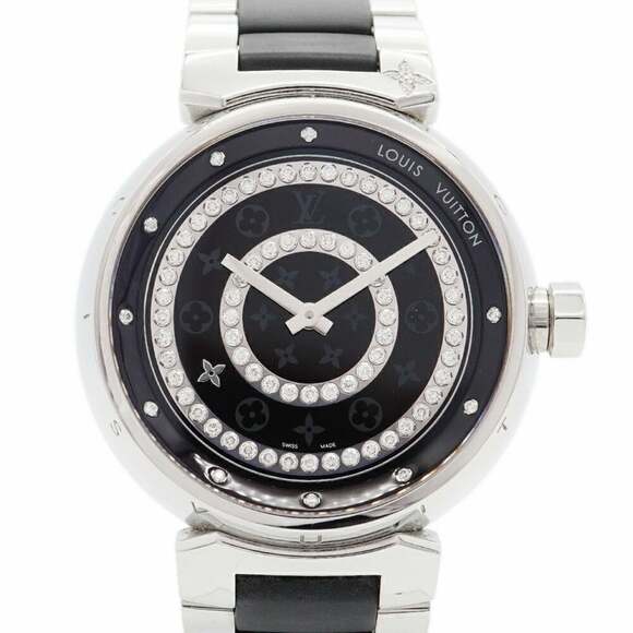 Louis Vuitton Tambour Diamant GM Q111C Black Dial Men's Watch